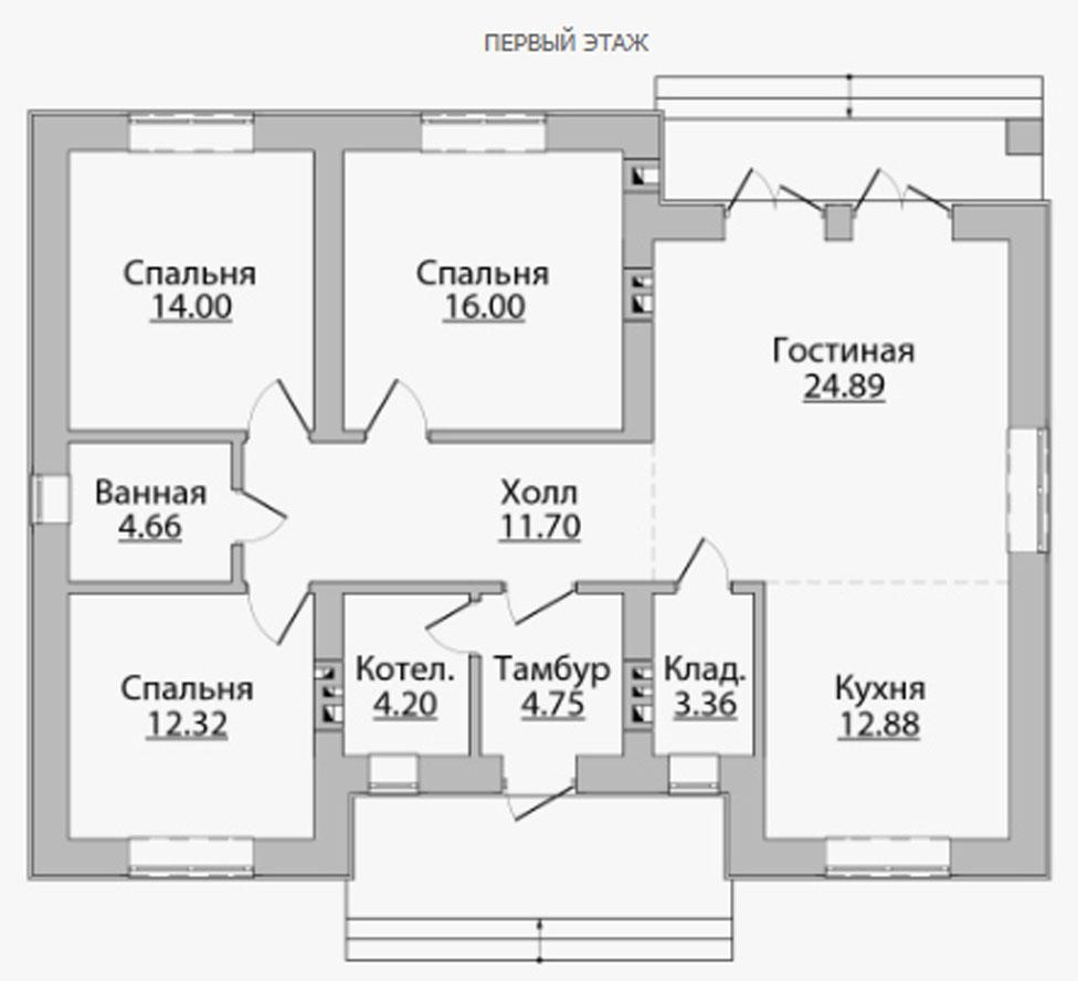 Дом 100 кв м одноэтажный планировка 3 спальни